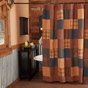 VHC Brands Patriotic Patch Cotton Shower Curtain